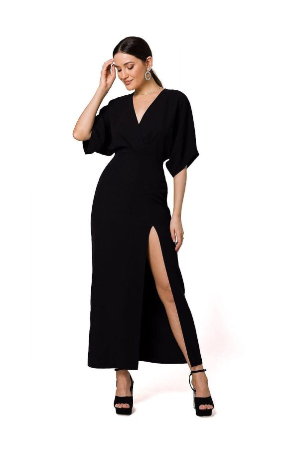 robe casual noire fendue