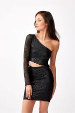 robe courte paillettée noire