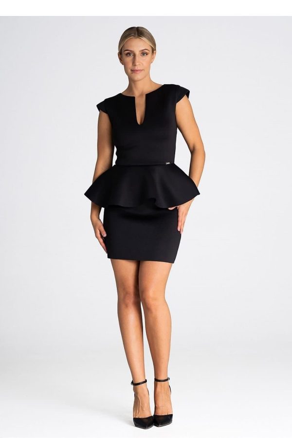 Robe Crayon Noire Avec Basque