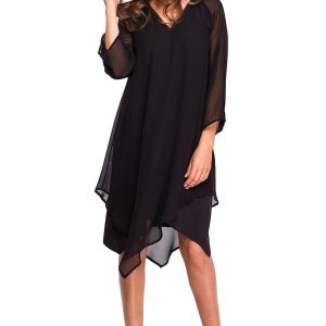 robe cocktail noire asymétrique