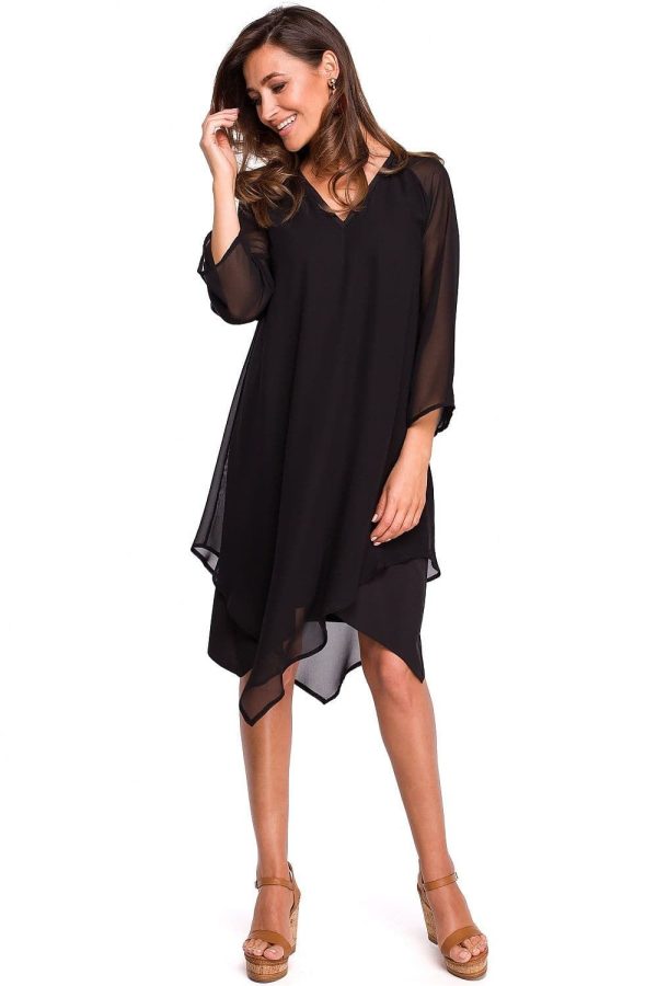 robe cocktail noire asymétrique