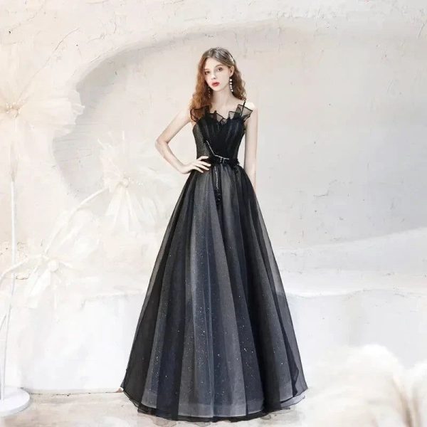 robe de cocktail tulle pailleté noire