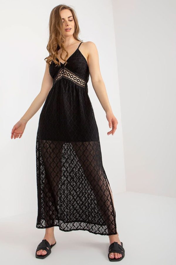 robe de plage noire en dentelle