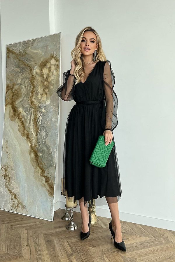 robe de soirée noire midi