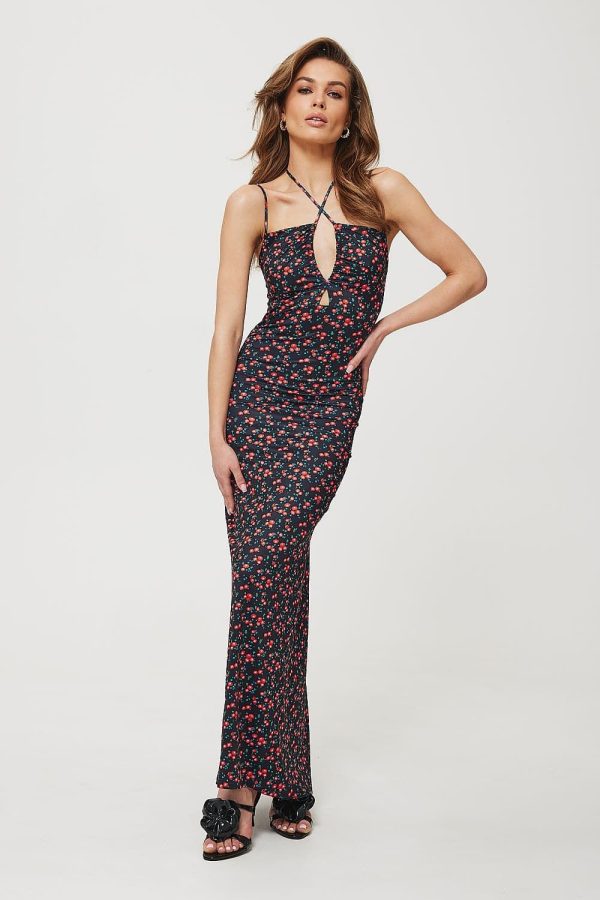 robe fleurie noire élégante