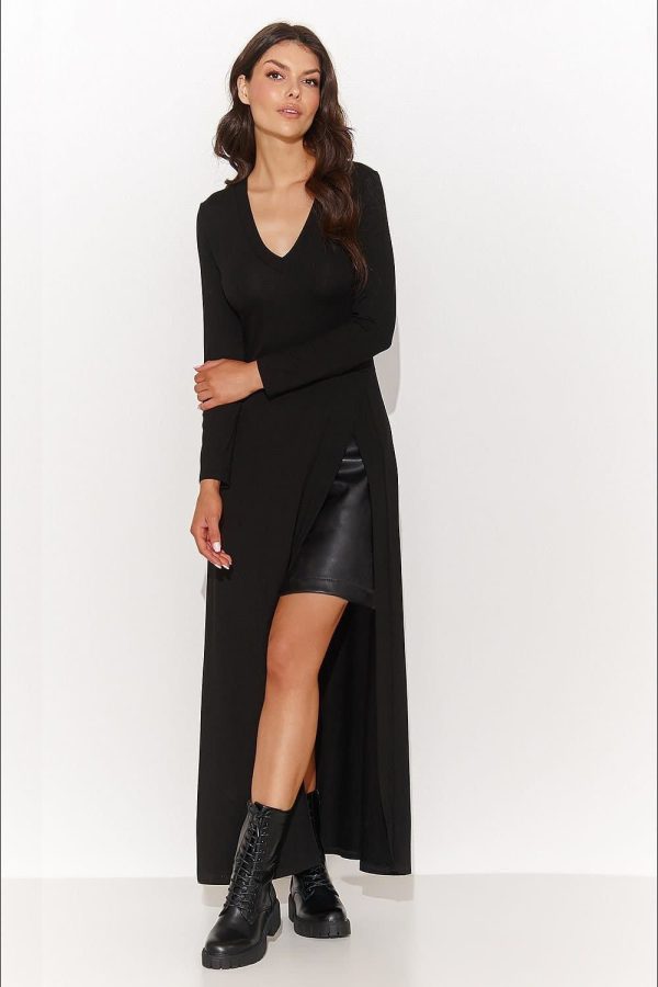 robe longue fendue noire élégante