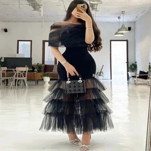 robe longue élégante en tulle