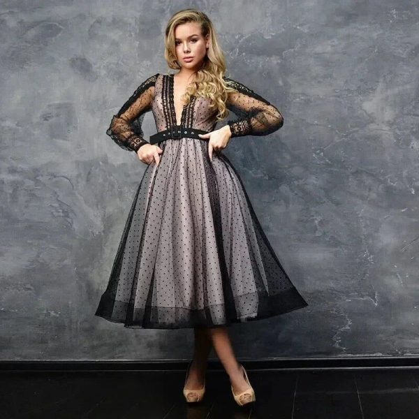 robe noire longue dentelle