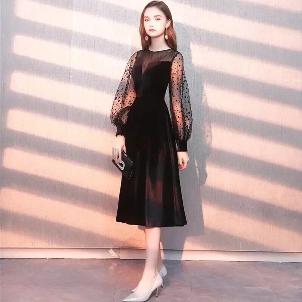 robe noire manche tulle
