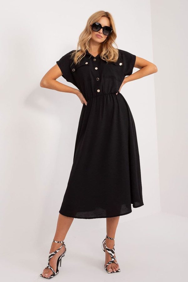 robe noire midi casual élégante