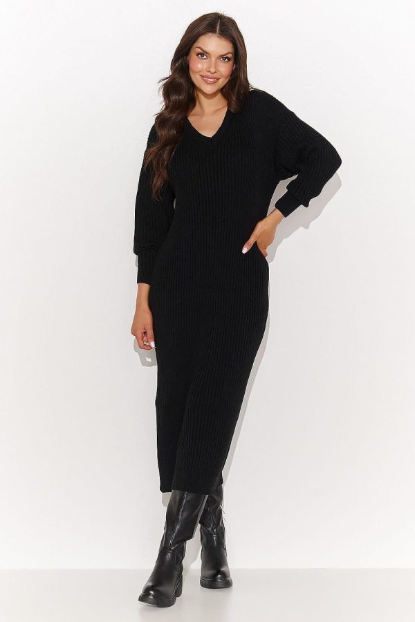 robe pull noir longue