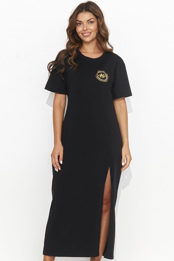 robe T-shirt noire midi