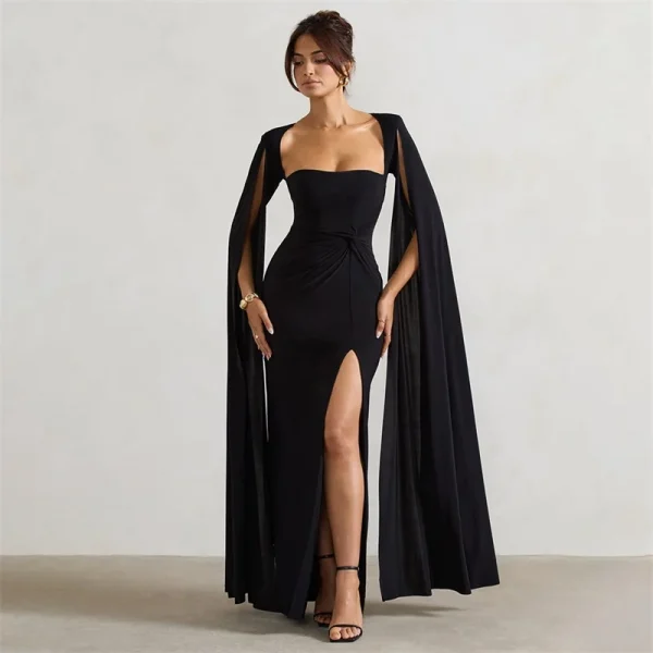 robe de soirée longue noire fendue