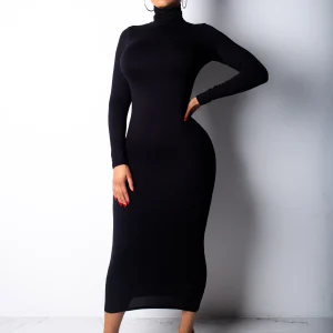 robe noire longue crayon