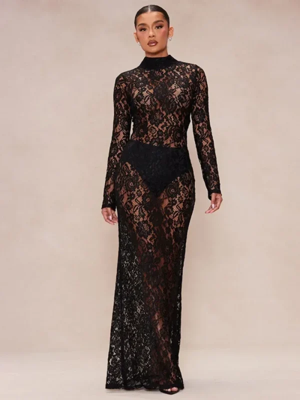 robe de soirée élégante en dentelle noir