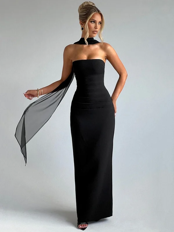 robe de soirée longue chic noire