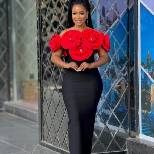 silhouette parfaite robe rouge et noir