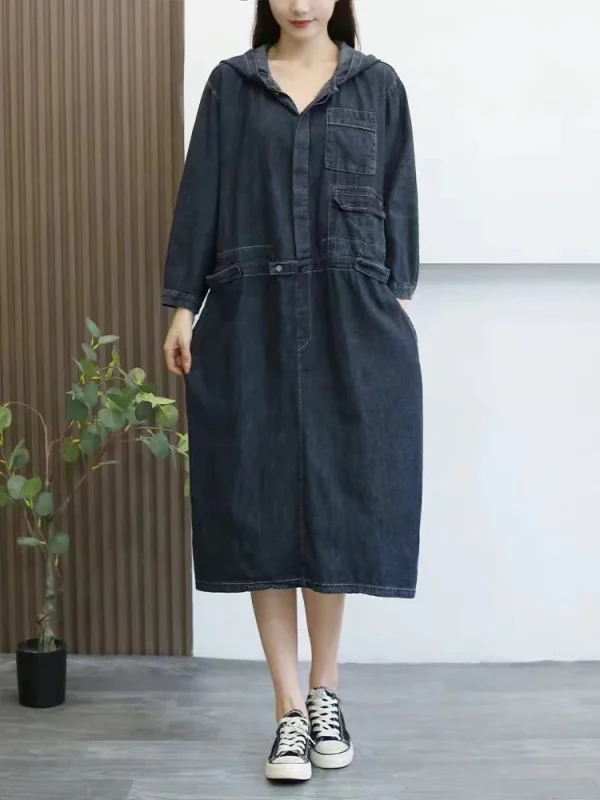 robe chemise noire en denim