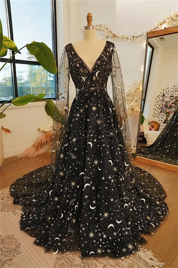 robe de mariée noire élégante