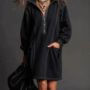 robe noire en jean élégante