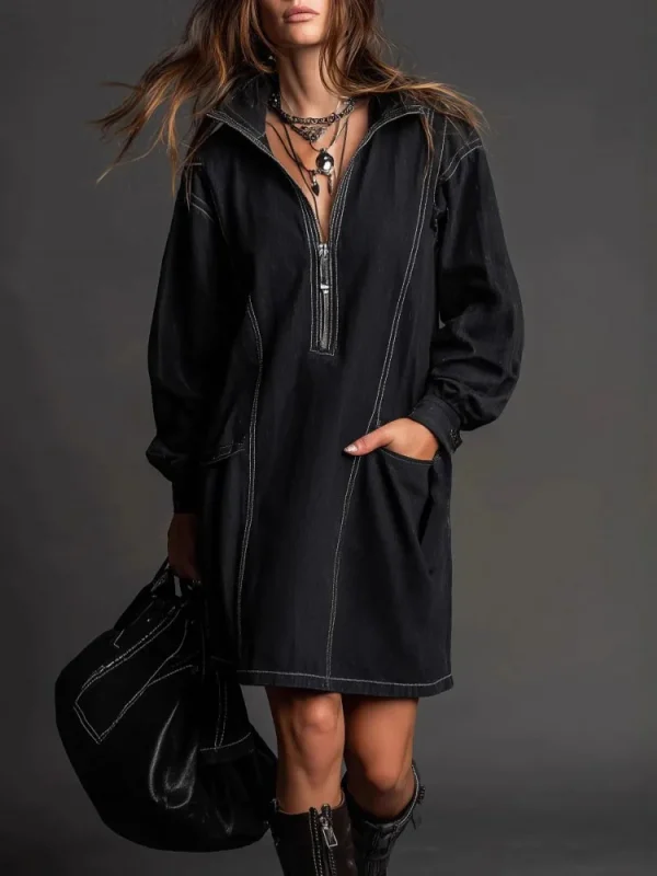 robe noire en jean élégante