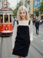 originale robe salopette noire