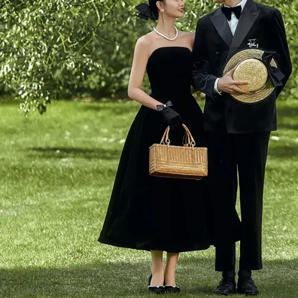 Robe de mariée noire champêtre
